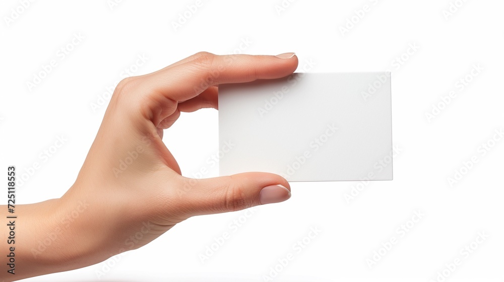 Hand holding blank business card isolated on white. Hand holding blank business card isolated on white.
