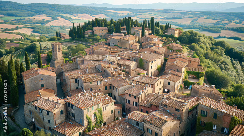 Medieval village of Radicofani viewed from above.