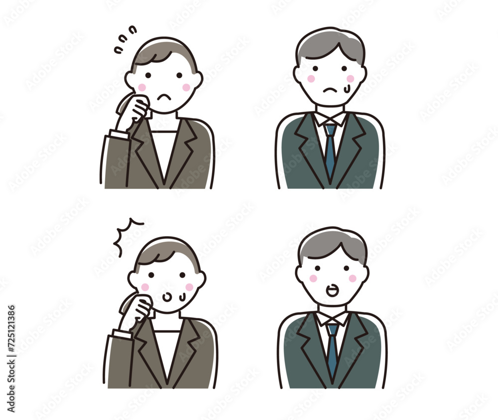 Set illustrations of young business people (man and woman)