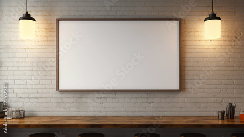 Mockup. Menu Board Design: Blank White Restaurant Menu Board