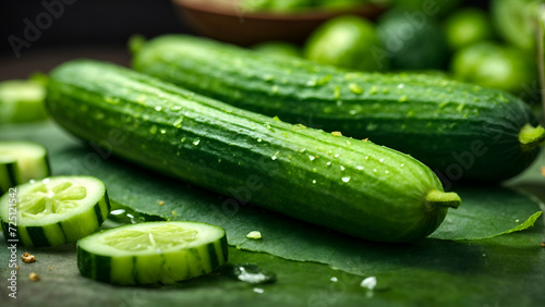 cucumbers on a green table