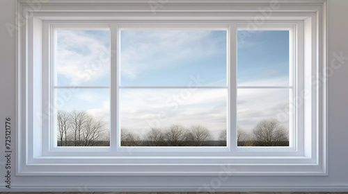 Mockup. Room with a View: White-Framed Picture Window