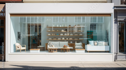 Mockup. Shop Window Display: White-Framed