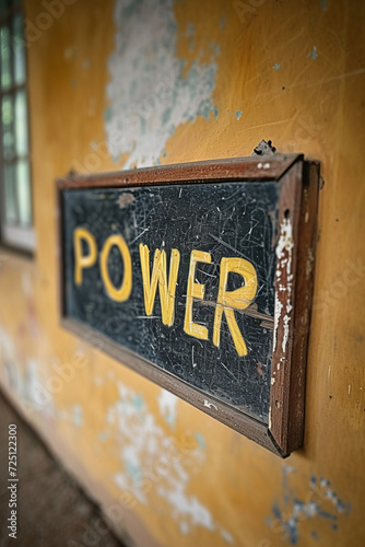 Empowering Message - 'POWER' written on a library bulletin board Gen AI photo