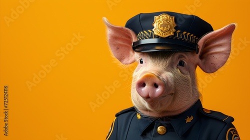 Officer Pig in Police Uniform photo