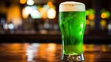 glass of green beer, st patricks day concept. Neural network AI generated art