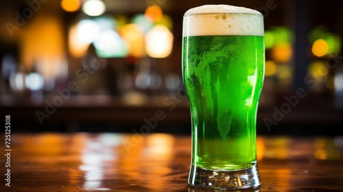 glass of green beer, st patricks day concept. Neural network AI generated art