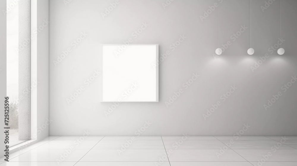 Mockup. White Out-of-Home Poster on Modern Background Template