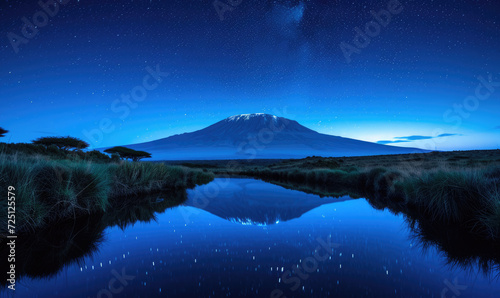 Snow on top of Mount Kilimanjaro at night © STORYTELLER
