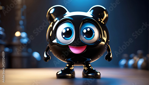 A cute happy 3d cartoon black mascot character - Generative AI