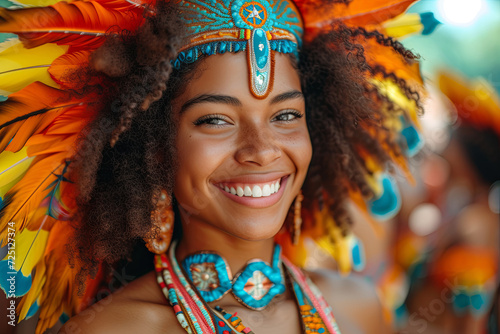 Portrait of a Beautiful Woman at the Carnival in Brazil