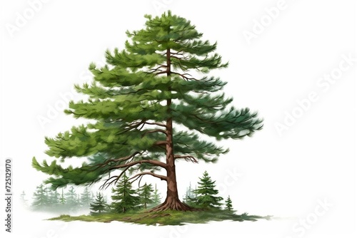 Green pine tree on transparent background. Generative AI