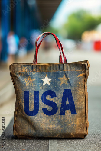 USA - Patriotic shopping bag with 'USA' inscription Gen AI photo