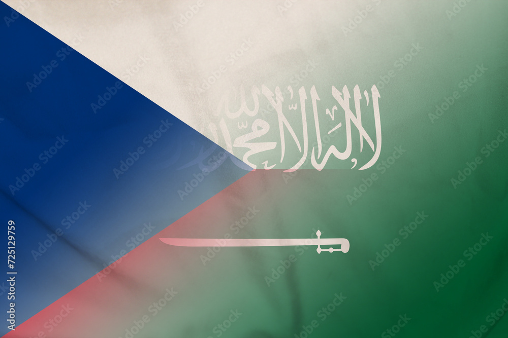 Czech Republic and Saudi Arabia government flag transborder negotiation SAU CZE - obrazy, fototapety, plakaty 