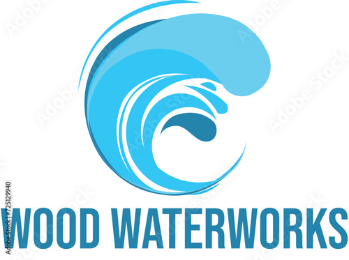 wood water work logo, woodworking emblem, water-related design, modern carpentry branding, craftsmanship icon, wooden construction logo, 