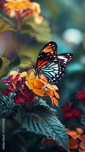 A close-up of a delicate butterfly perched on a vibrant flower, capturing the beauty of nature in stunning
