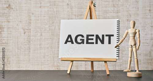 There is word card with the word AGENT. It is as an eye-catching image.