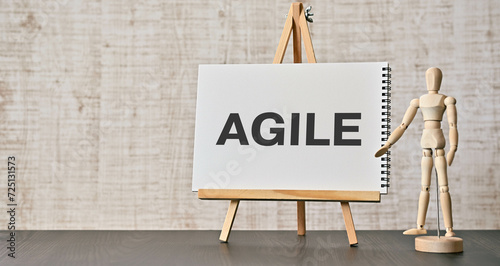 There is word card with the word AGILE. It is as an eye-catching image.