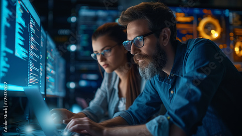 Software developers working in a technology company
