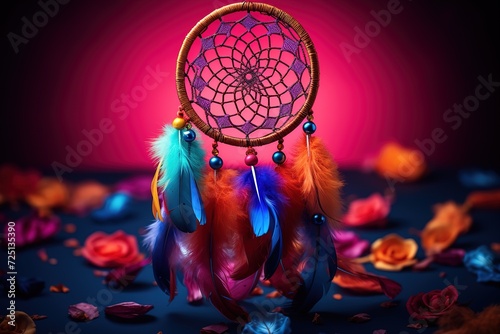 Dream catcher native American in the wind and blurred bright light background, hope and dream concept
