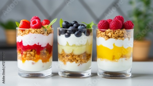 Wallpaper Mural Collection of parfait desserts or snacks in glasses. Neural network AI generated art Torontodigital.ca