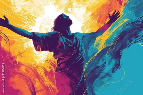 A representation of jesus  resurrection Illustrated in a powerful and uplifting modern style