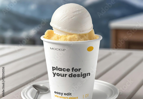 Ice Cream Paper Cup Design Mockup 01 (ID: 725136556)
