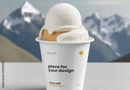 Ice Cream Paper Cup Design Mockup 02 (ID: 725136580)