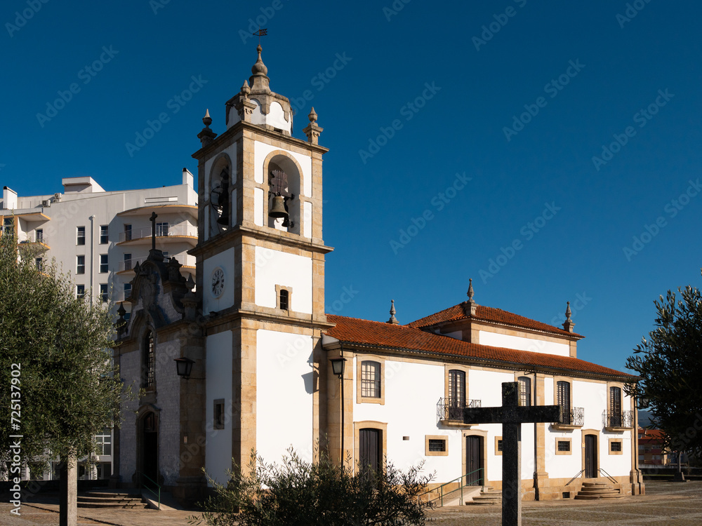 Outside view of Igreja do Calvario in afternoon. Portuguese church in Vila Real.