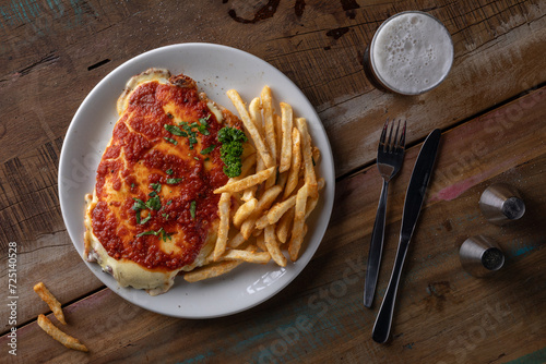 Chicken parmigiana. 