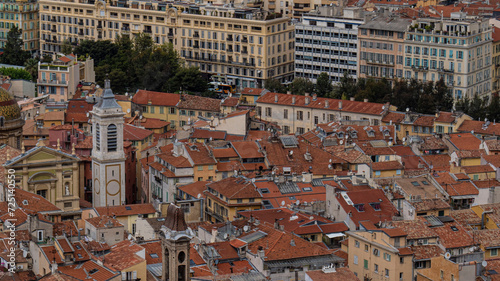Old Nice, the old town from above, featuring the Cathédrale Saint-Reparate de Nice, Nice, France.