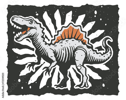Spinosaurus roaring vector art. Design for t-shirt  sticker  poster  banner  bags.