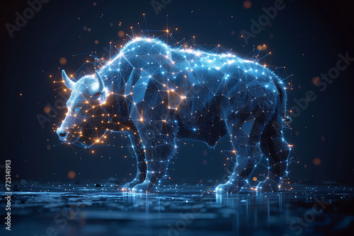 bull . Digital wireframe polygon illustration. line and dots technology   © Evhen Pylypchuk