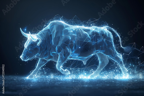 bull . Digital wireframe polygon illustration. line and dots technology 