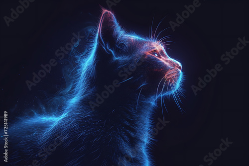 cat. Digital wireframe polygon illustration. technology of lines and points.