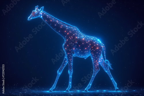giraffe Digital wireframe polygon illustration. technology of lines and points.