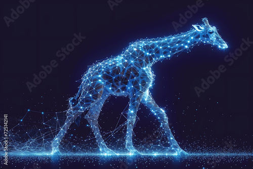 giraffe Digital wireframe polygon illustration. technology of lines and points