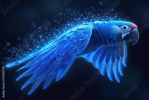 parrot. Digital wireframe polygon illustration. technology of lines and points.
 photo