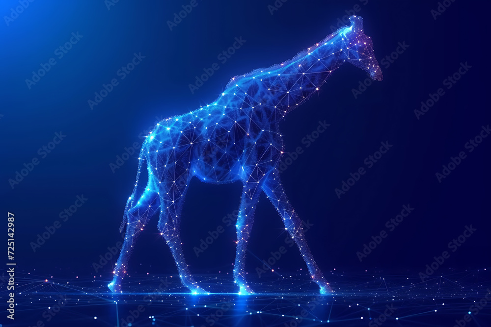 giraffe Digital wireframe polygon illustration. technology of lines and points.
