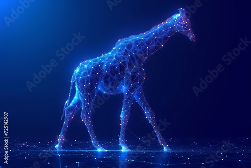 giraffe Digital wireframe polygon illustration. technology of lines and points. 