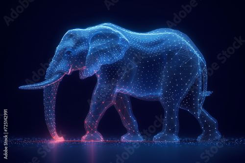 elephant. Digital wireframe polygon illustration. line and dots technology   © Evhen Pylypchuk