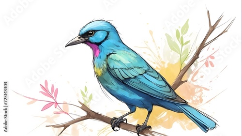 blue bird on a branch © Waqasiii_Arts 