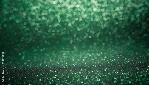 green background, Abstract blur bokeh banner background. Gold bokeh on defocused emerald green background