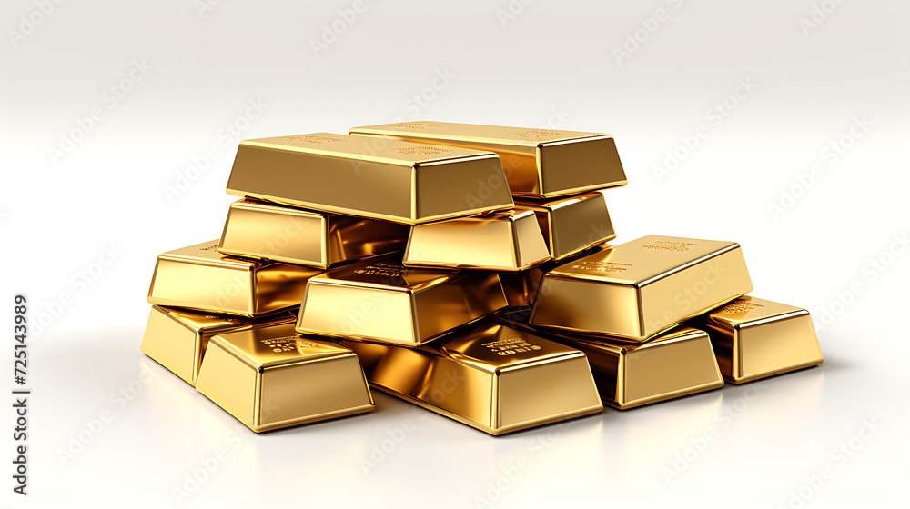 gold bar on white background realistic