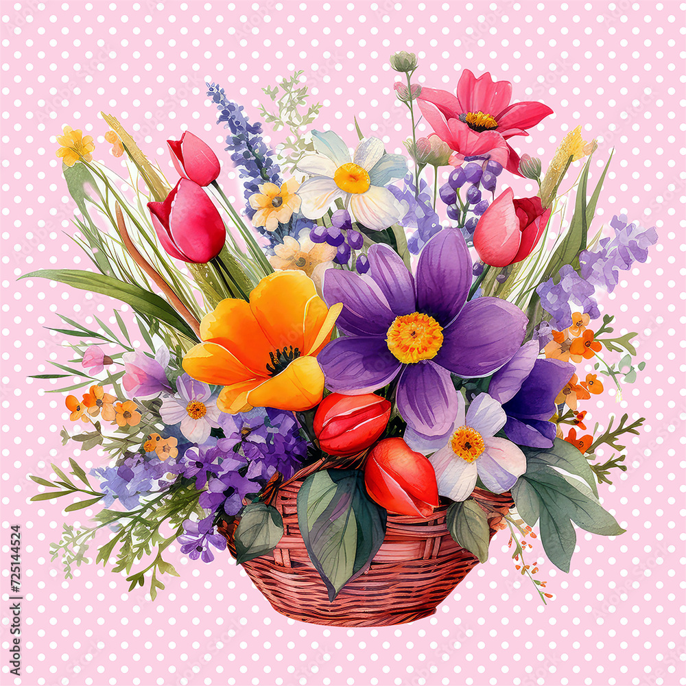 Obraz premium Spring flower Easter watercolor flower watercolor flower bouquet