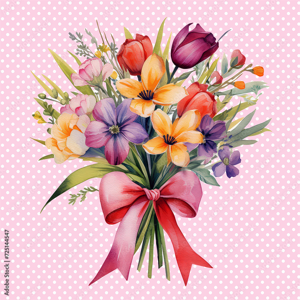 Fototapeta premium Spring flower Easter watercolor flower watercolor flower bouquet