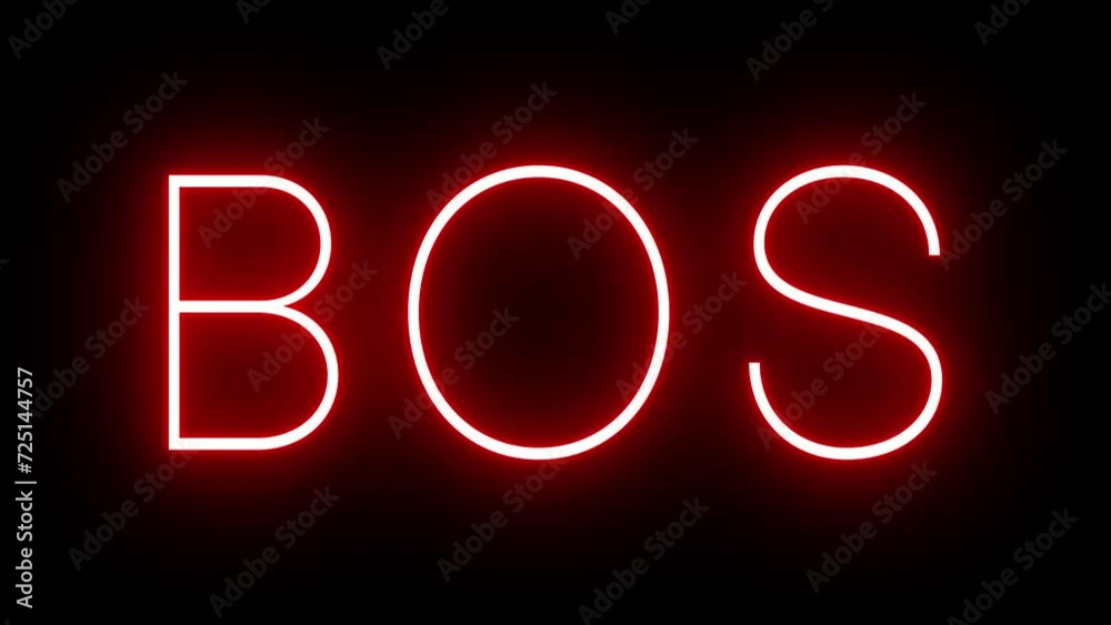 Glowing and blinking red retro neon sign with the three-letter identifier for Boston Logan Airport