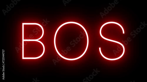Glowing and blinking red retro neon sign with the three-letter identifier for Boston Logan Airport photo