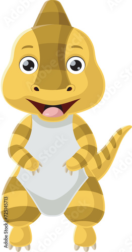 Cute baby parasaurolophus dinosaur cartoon