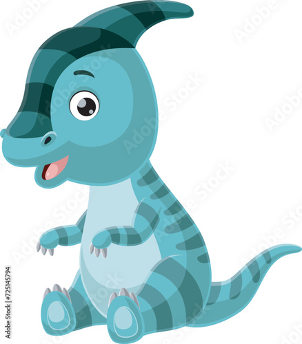 Cute baby parasaurolophus dinosaur cartoon